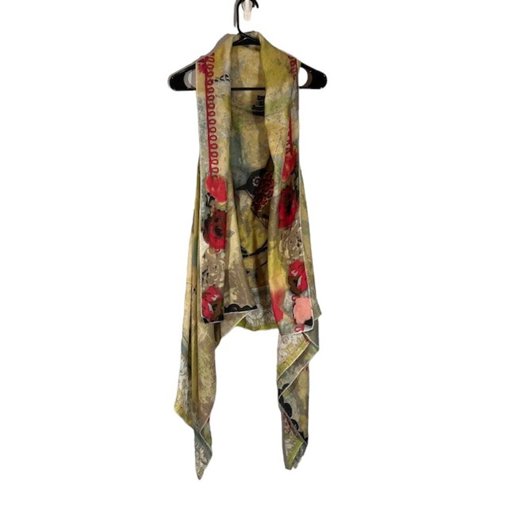 DEMDACO Kelly Rae Yellow Multi Sleeveless Vest Bird Trust the Process Women Med